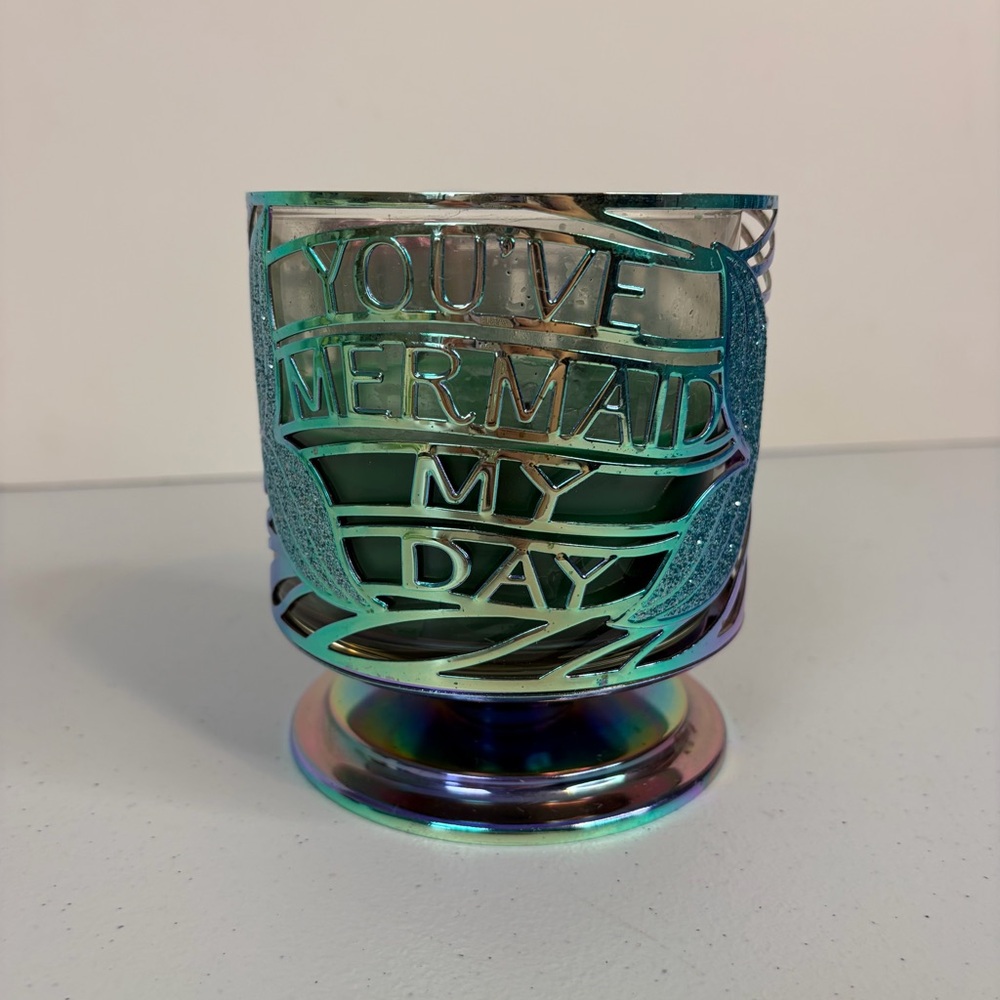 Bath & Body Works You’ve Mermaid My Day Pedestal 3 Wick Candle Holder Iridescent